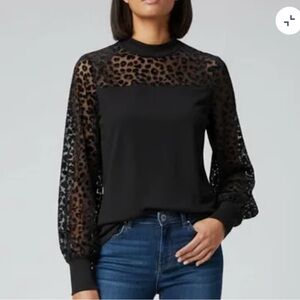 VENUS Black Leopard Mesh Women's Blouse